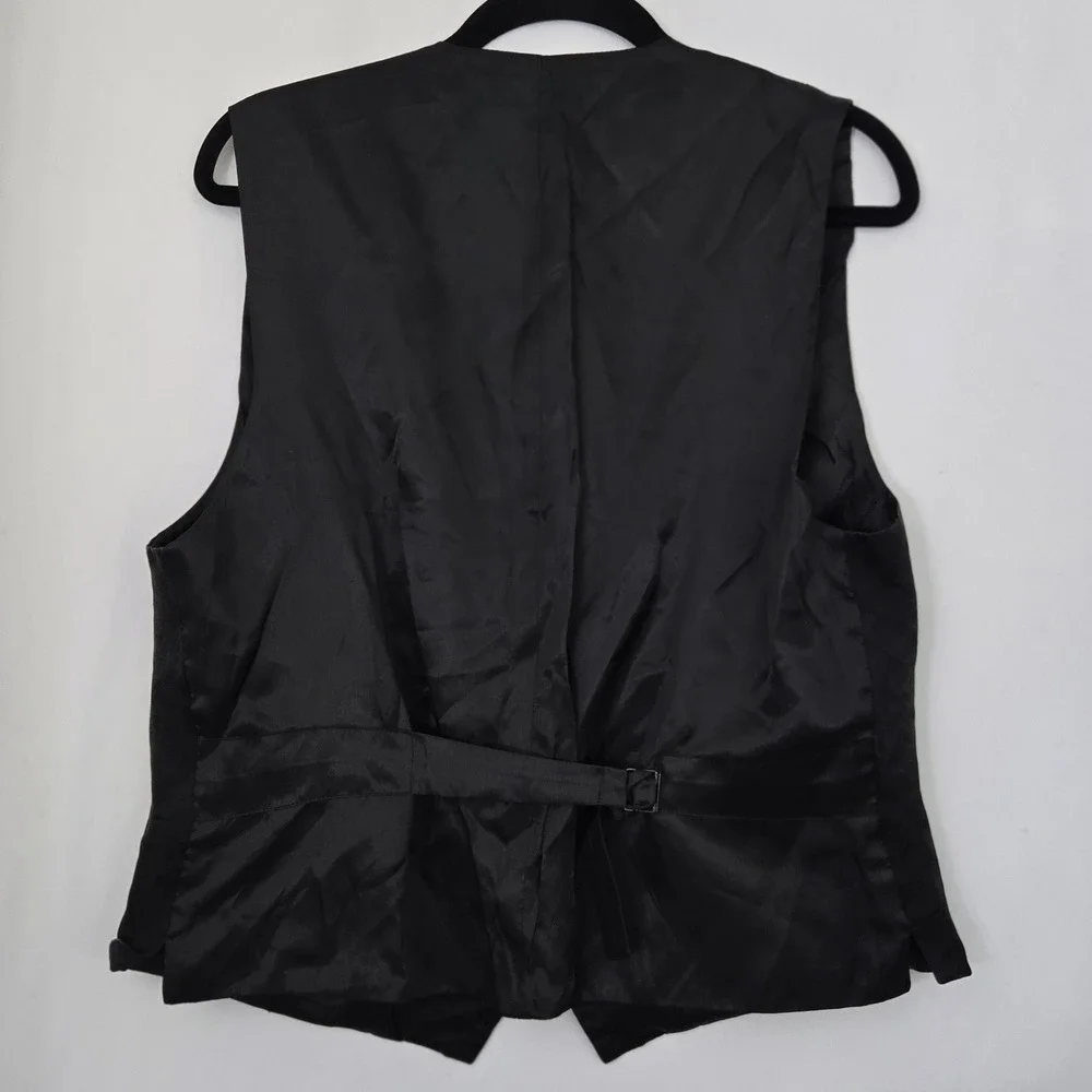 Robert Talbott Protocol Mens L Black Silk Tuxedo Vest Waistcoat Buckle Back
